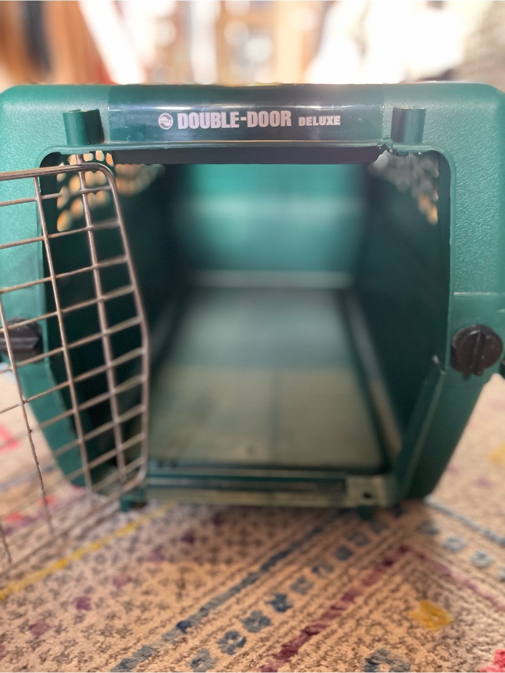 DOUBLE-DOOR Deluxe Pet Carrier in Teal Green - Cat Carrier - Small Dog Carrier - Picture 6 of 16